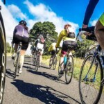 groupe de cyclistes sur la route - séjour vélo les myrtilles